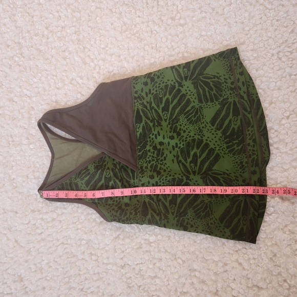 Lululemon 12 Deep-V Surplice Floral Tank Green Racerback Vented Workout Yoga Top - Picture 10 of 11